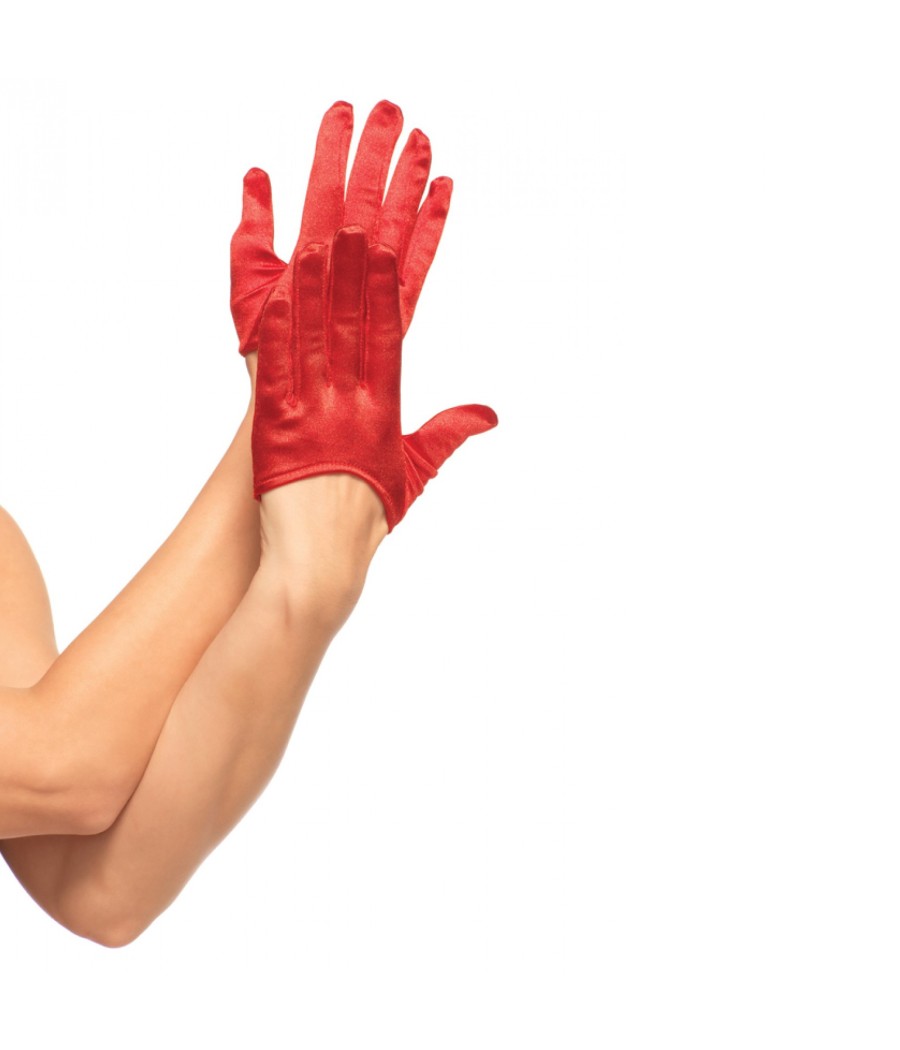 MINI CROPPED RED SATIN GLOVES