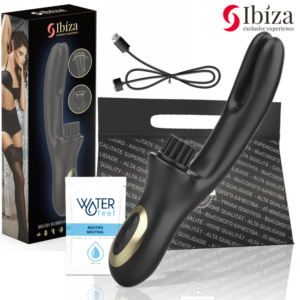 IBIZA - VIBRATORE CLITORIALE MULTICELLULARE E DOPPIA ONDA CON SPAZZOLA RABITT HI-TECH
