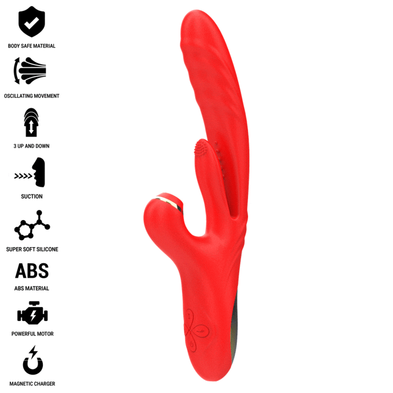 INTENSE - KAROL VIBRATORE MULTIFUNZIONE SPINTA  STIMOLAZIONE  ASPIRAZIONE ROSSO
